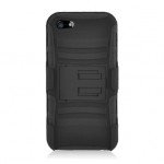 Wholesale iPhone 5 Silicon+PC Dual Hybrid Case with Stand and Holster Clip (Black-Black)